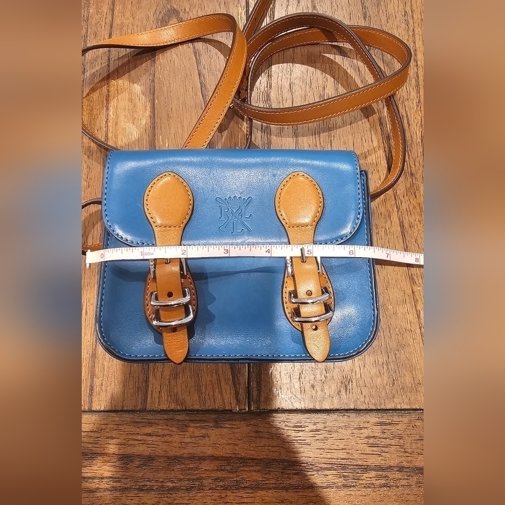 Ralph Lauren Blue Leather Mini Messenger Crossbody Bag - Picture 11 of 15